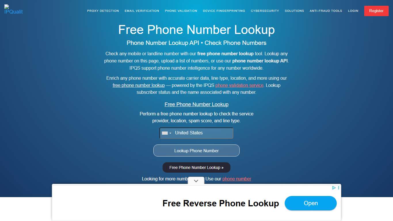 Free Phone Number Lookup Tool Phone Number Lookup API